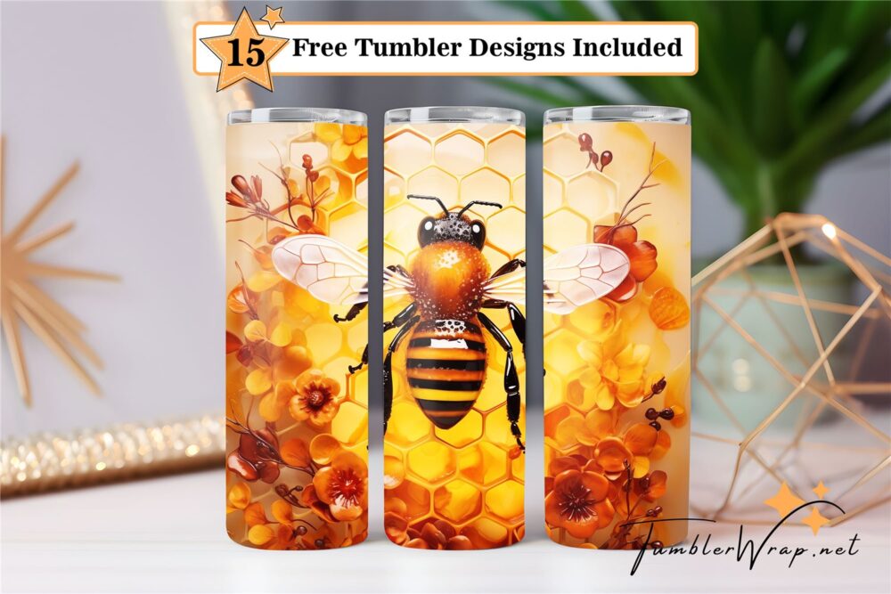 3d-honey-bee-honeycomb-yellow-flowers-tumbler-png-20-oz-skinny