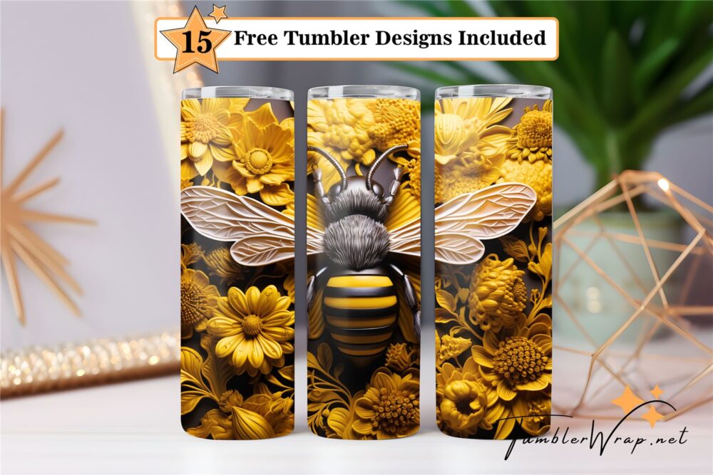 yellow-flowers-and-bee-tumbler-png-20-oz-skinny