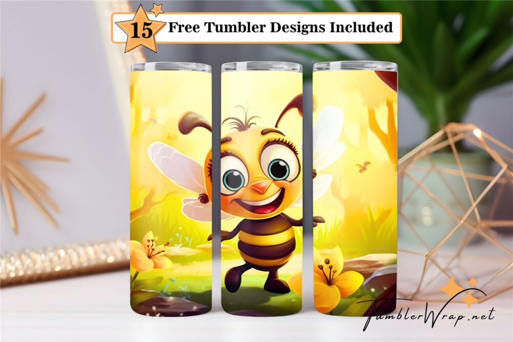 big-head-bumblebee-yellow-flower-tumbler-png-20-oz-skinny