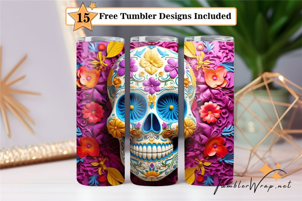 3d-beautiful-skull-with-floral-20-oz-skinny