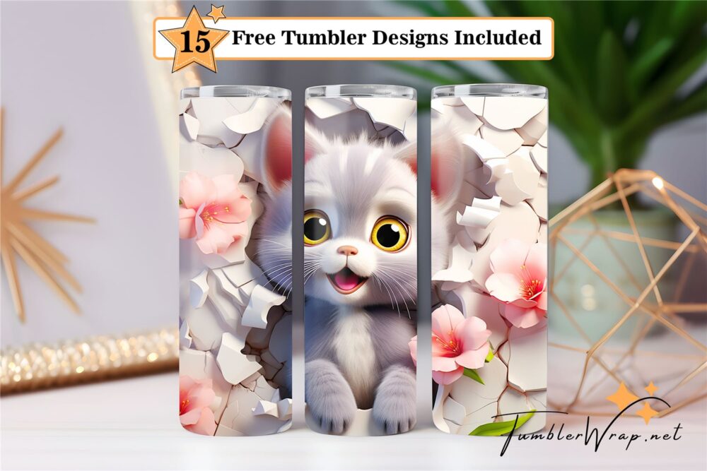 3d-cute-cat-20-oz-tumbler-wrap-sublimation-design