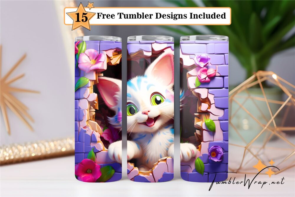cute-kitten-hole-in-a-wall-20-oz-tumbler-wrap-sublimation-design