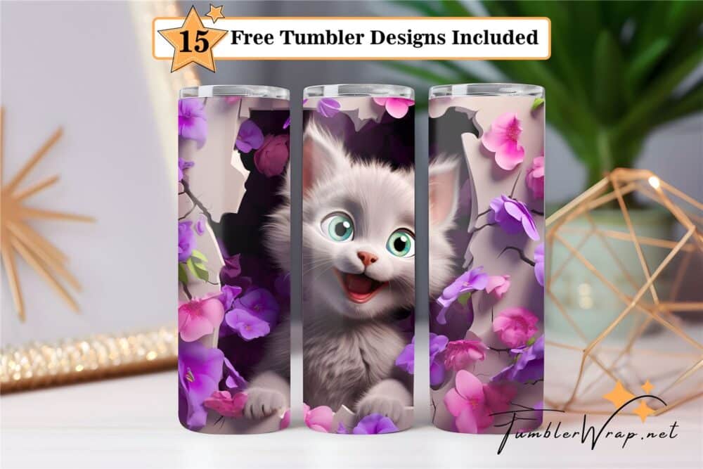 3d-cute-cat-funny-kitten-20-oz-tumbler-wrap-sublimation-design