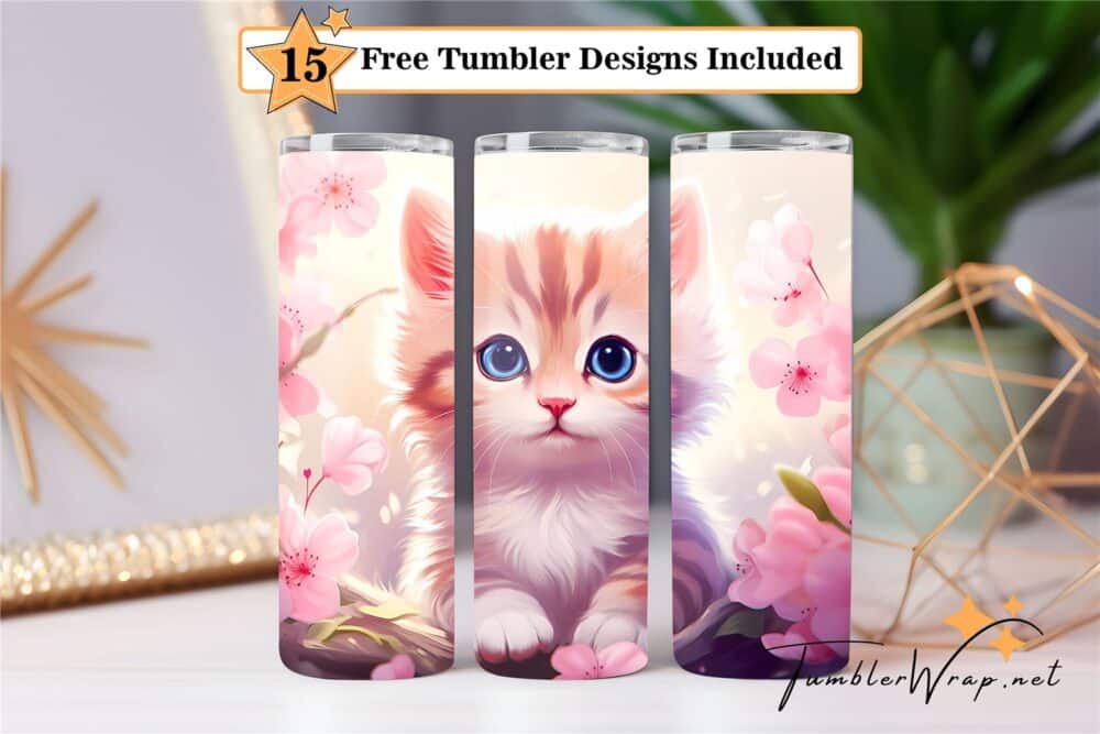 cat-spring-petals-20-oz-tumbler-wrap-sublimation-design
