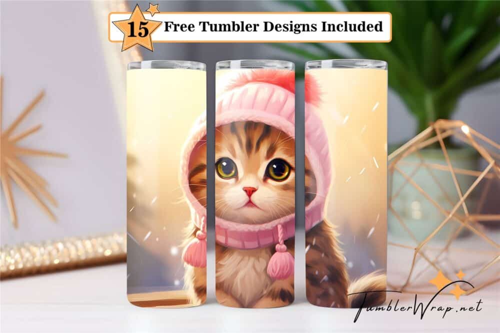 cat-wearing-pink-beanie-20-oz-tumbler-wrap-sublimation-design