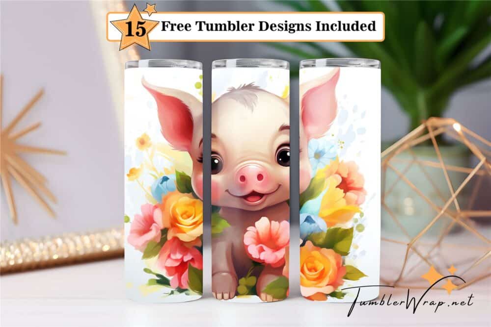 cute-pink-piggy-tumbler-wrap-sublimation-design