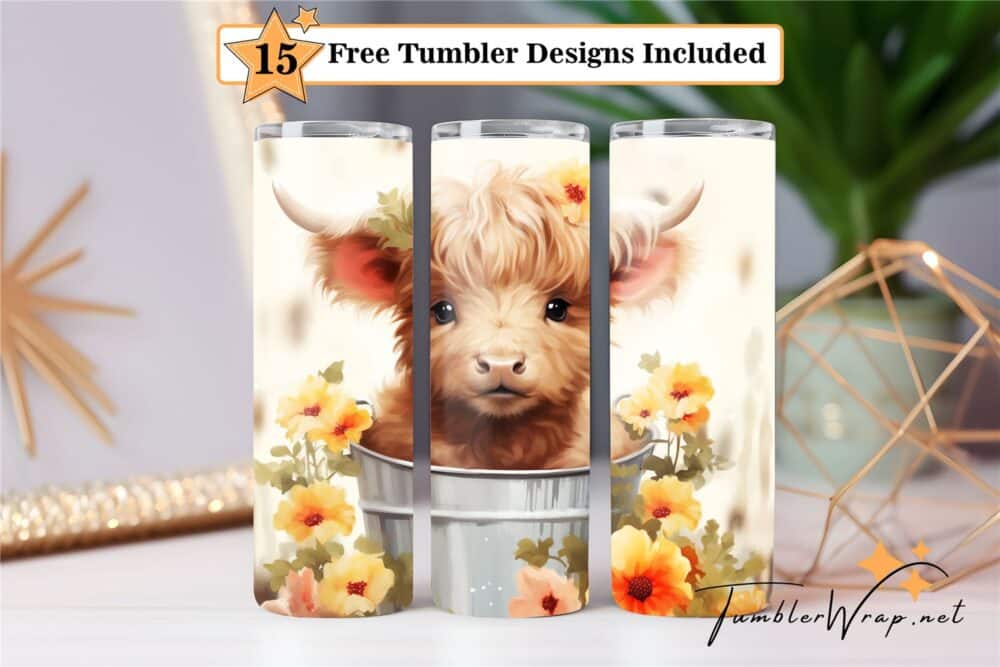 baby-highland-cow-tumbler-wrap-sublimation-design