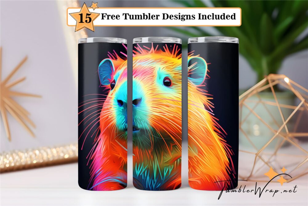 vibrant-capybara-tumbler-wrap-sublimation-design