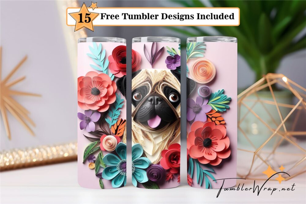 cute-pug-tumbler-wrap-sublimation-design