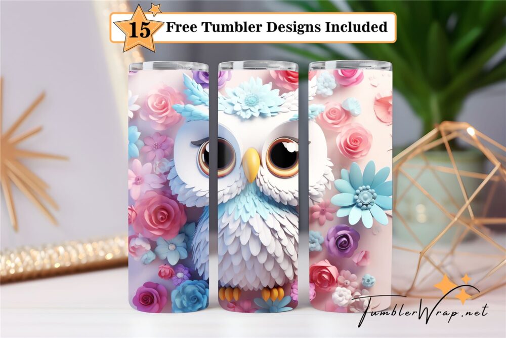 3d-pastel-owl-tumbler-wrap-sublimation-design