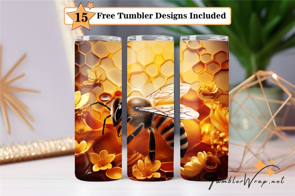 honey-bee-tumbler-wrap-sublimation-design