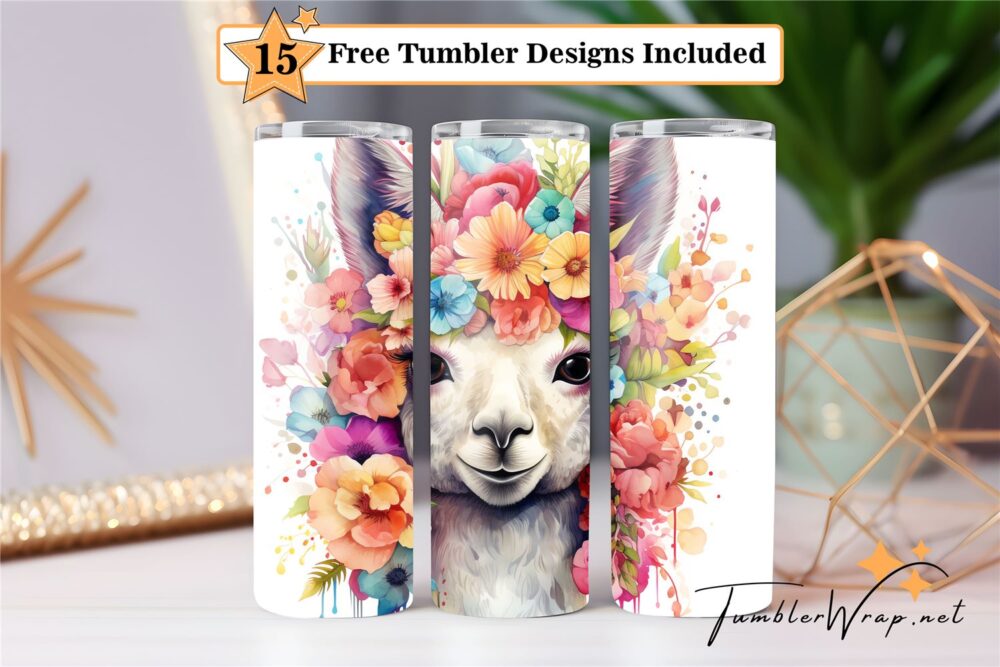 cute-lama-tumbler-wrap-sublimation-design