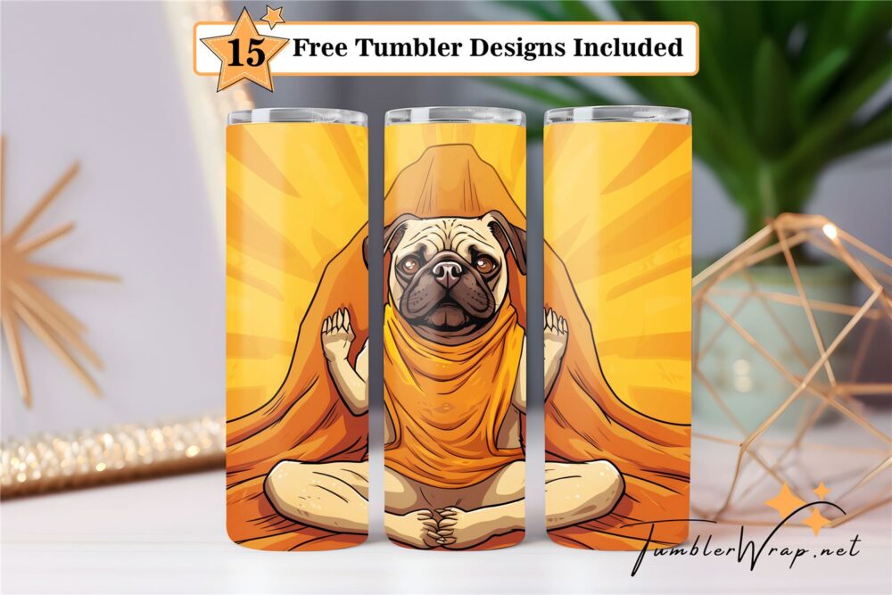 pug-dog-buddha-tumbler-wrap-sublimation-design