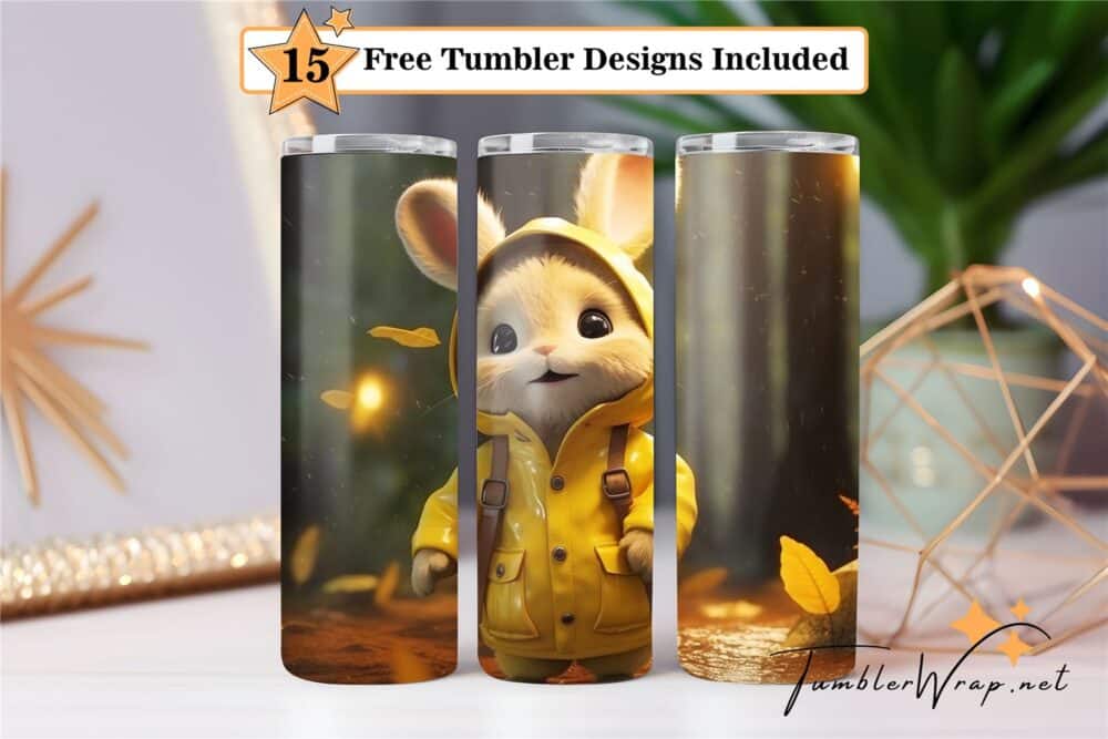 cute-bunny-in-yellow-raincoat-tumbler-wrap-sublimation-design
