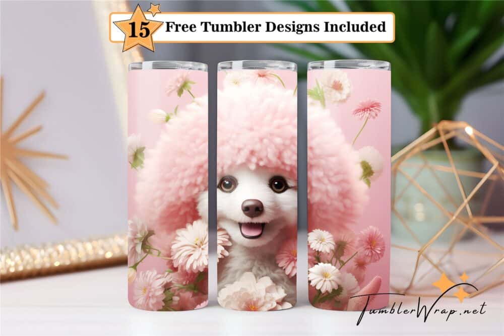 3d-cute-poodle-tumbler-wrap-sublimation-design