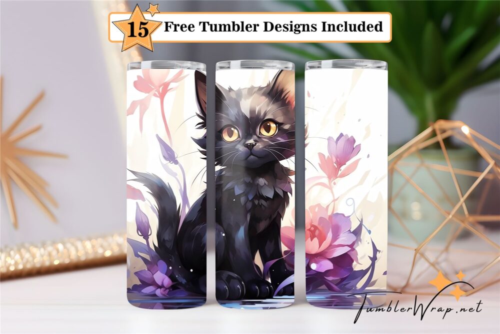 black-cat-tumbler-wrap-sublimation-design