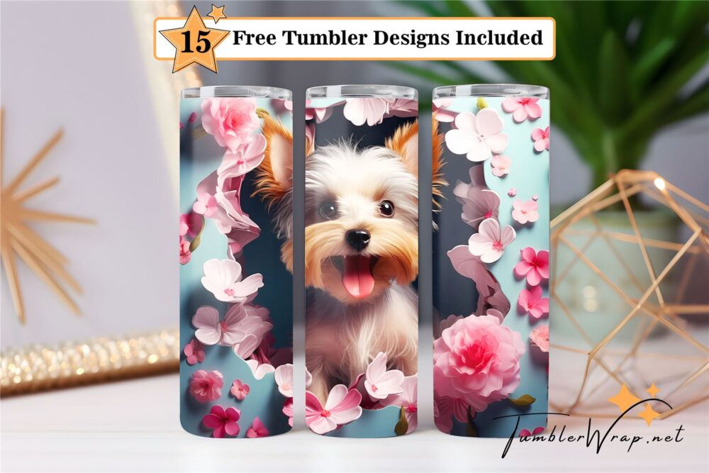 cute-yorkie-dog-tumbler-wrap-sublimation-design