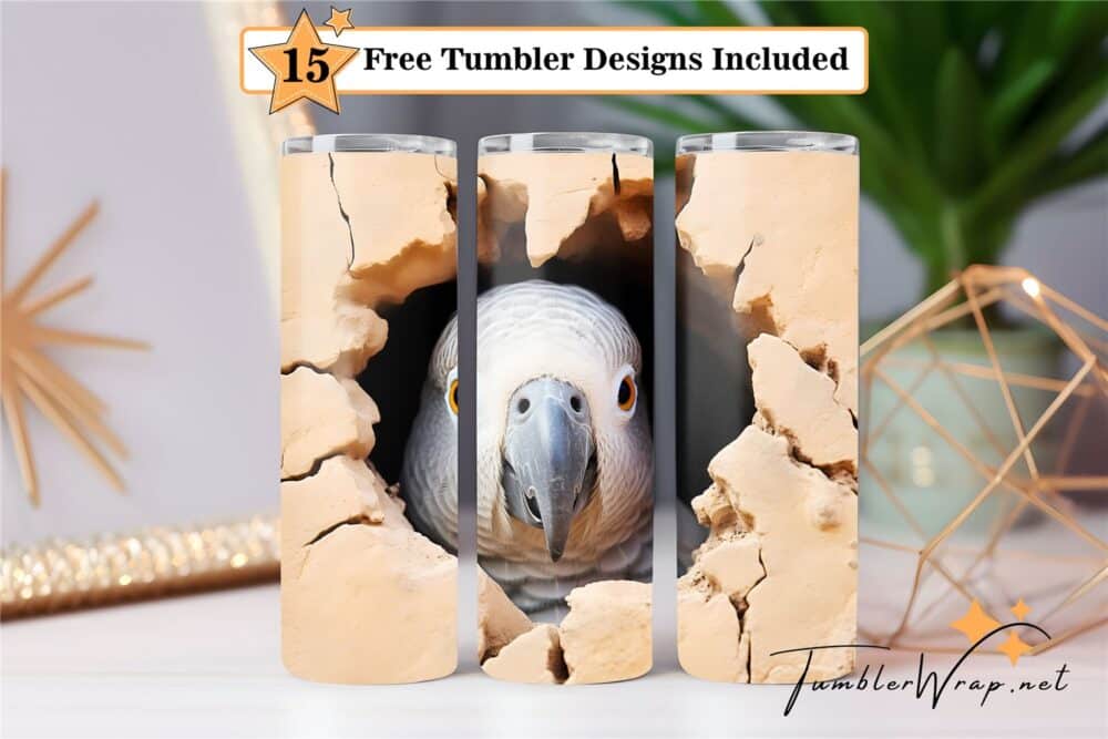 grey-parrot-tumbler-wrap-sublimation-design