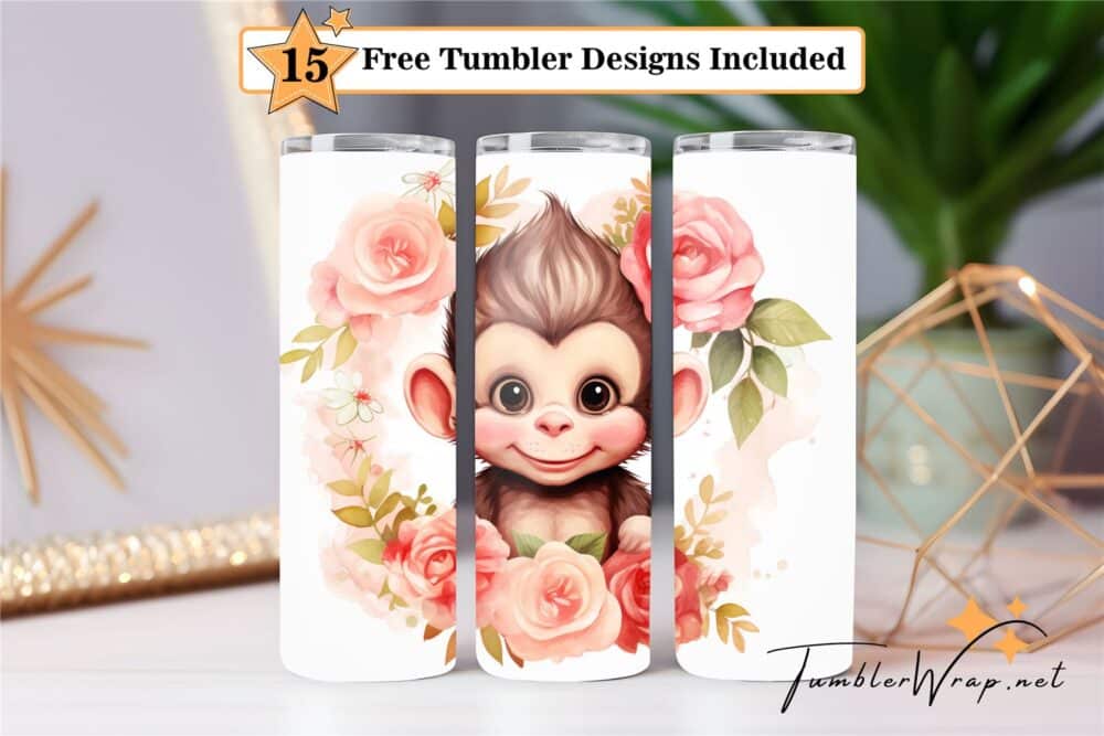 smile-monkey-tumbler-wrap-sublimation-design