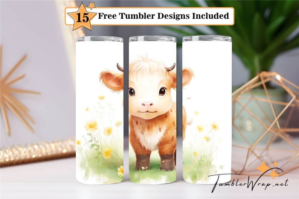 cute-baby-highland-cow-tumbler-wrap-sublimation-design