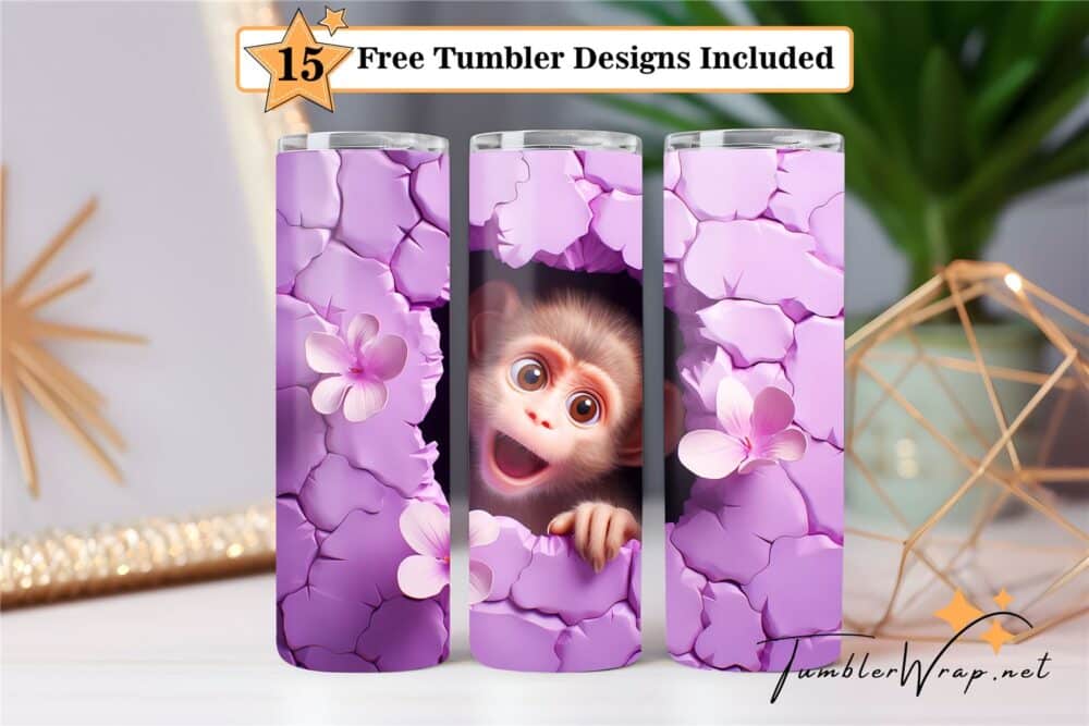 monkey-funny-tumbler-wrap-sublimation-design