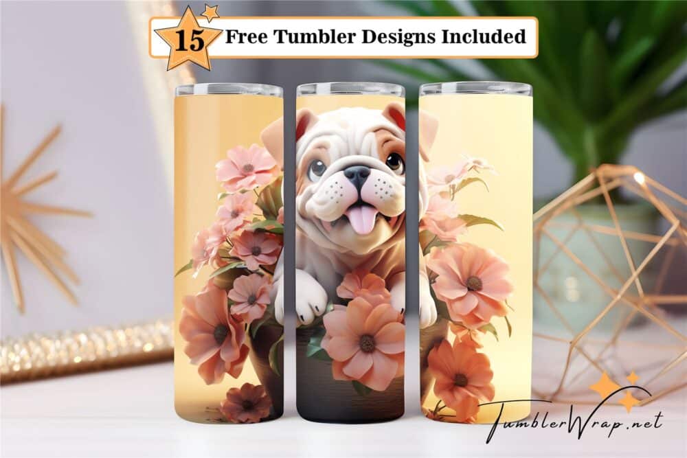 bulldog-puppy-tumbler-wrap-sublimation-design