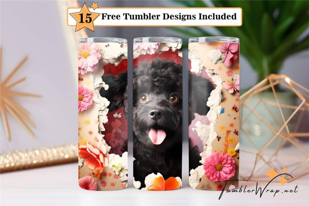 black-poodle-tumbler-wrap-sublimation-design