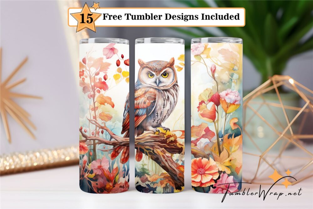 owl-flowers-tumbler-wrap-sublimation-design