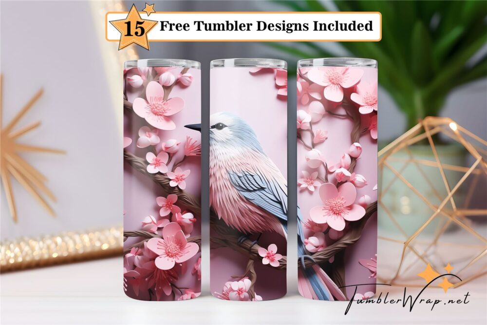 swallow-pink-cherry-blossoms-tumbler-wrap-sublimation-design