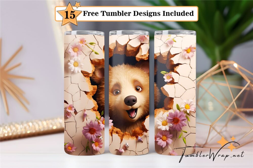 bear-brown-tumbler-wrap-sublimation-design