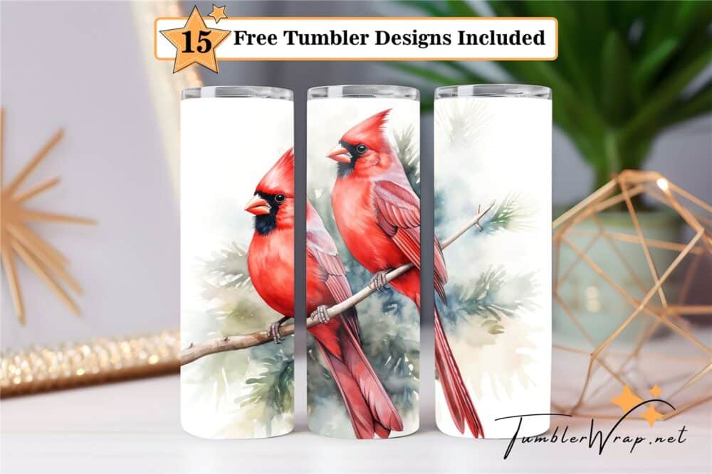 two-cardinal-birds-tumbler-wrap-sublimation-design