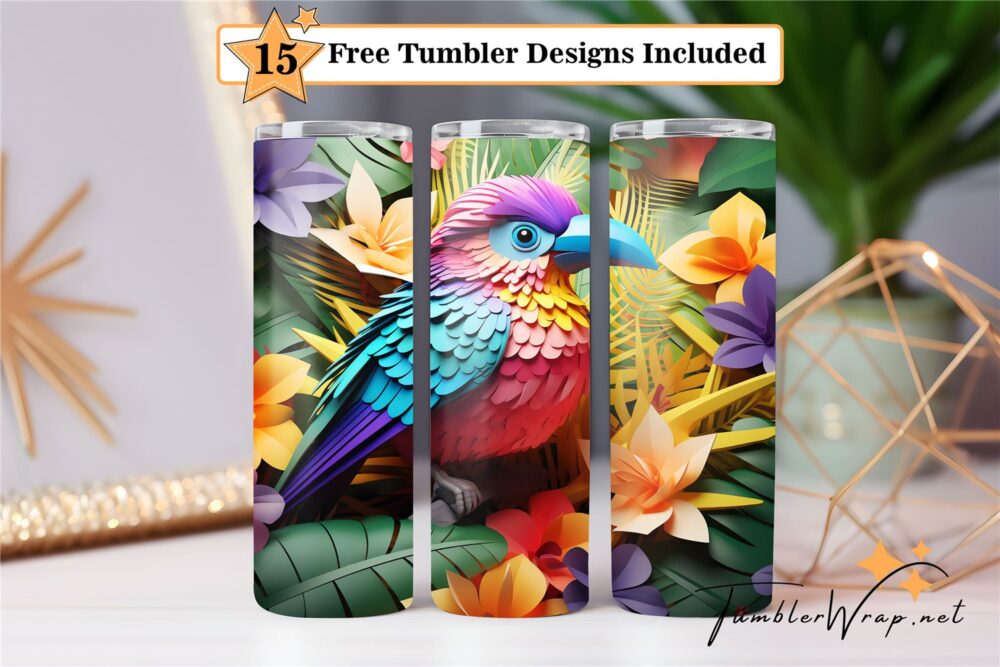 3d-parrot-tumbler-wrap-sublimation-design