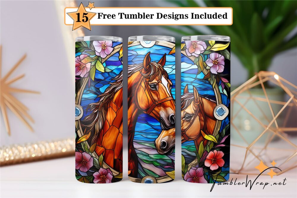 hores-stained-glass-tumbler-wrap-sublimation-design