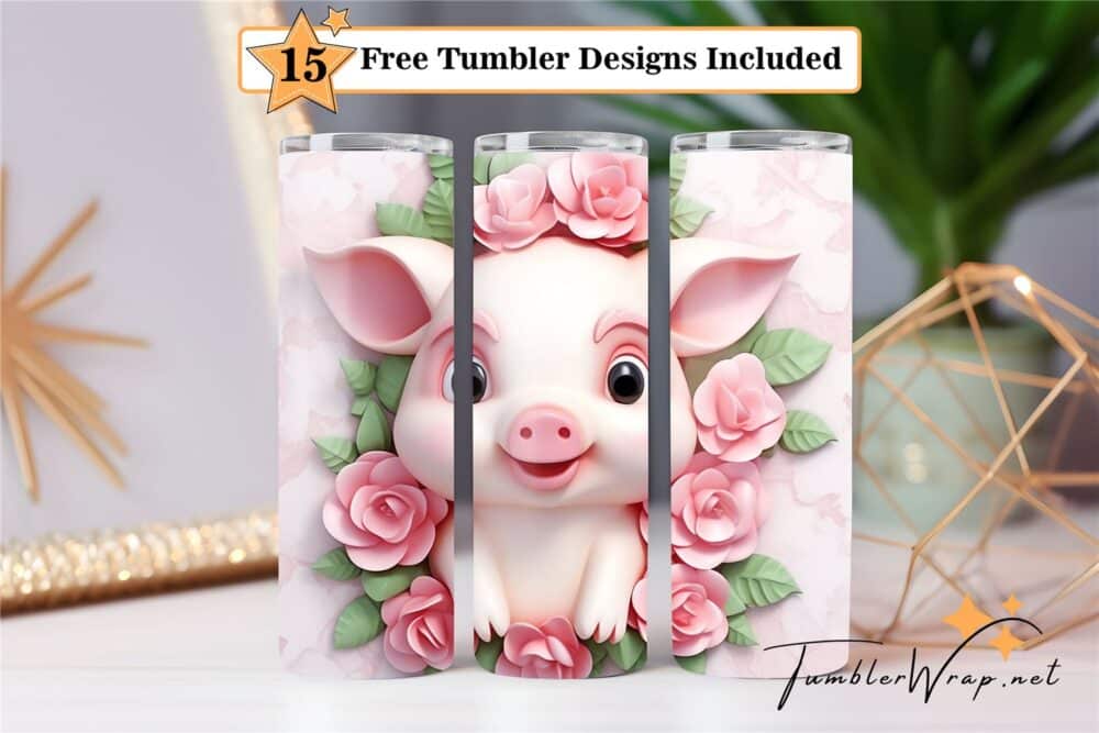 pink-pig-tumbler-wrap-sublimation-design