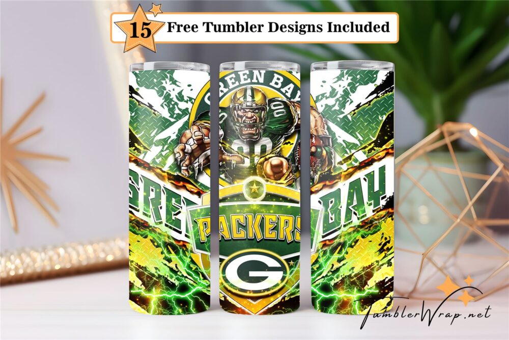 green-bay-packers-football-mascot-20-oz-tumbler-sublimation-design