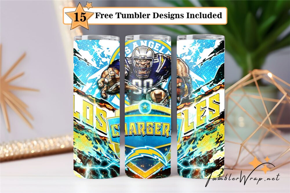 los-angeles-chargers-football-mascot-20-oz-tumbler-sublimation-design
