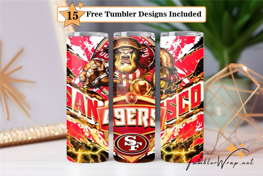san-francisco-49ers-football-mascot-20-oz-tumbler-sublimation-design