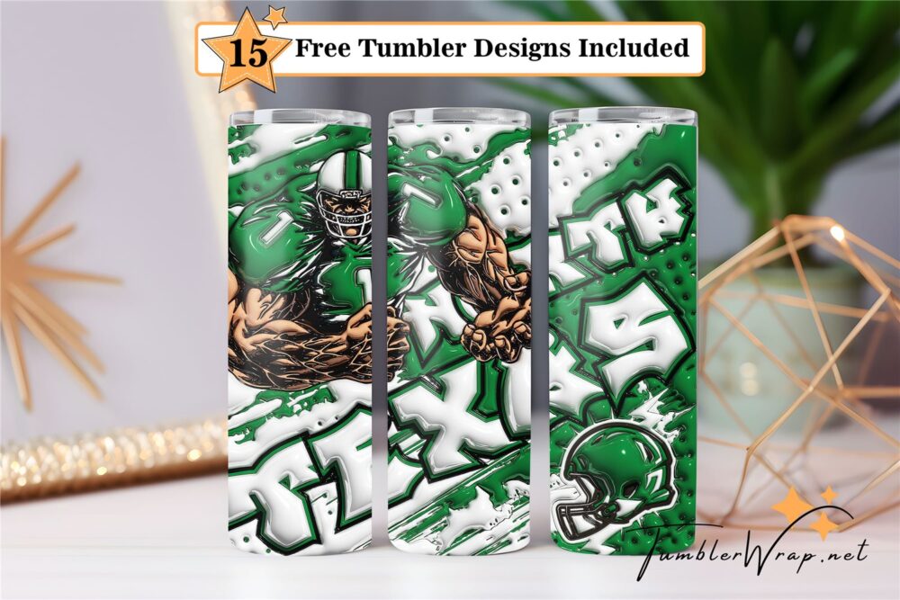 north-texas-3d-inflated-tumbler-wrap-png-football-teams-20oz-skinny