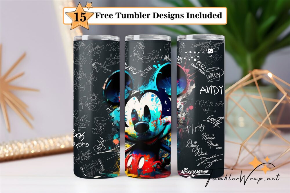 colorful-whimsical-mouse-mickey-tumbler-png-disney-tumbler-20-oz-skinny