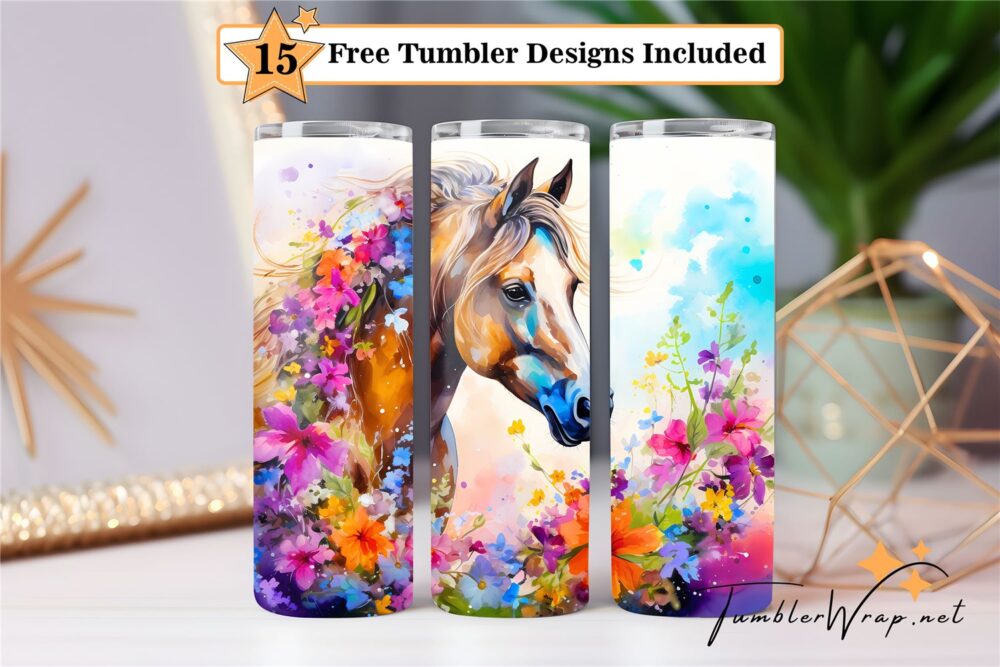 horse-with-flowers-20-oz-tumbler-wrap-sublimation-designs