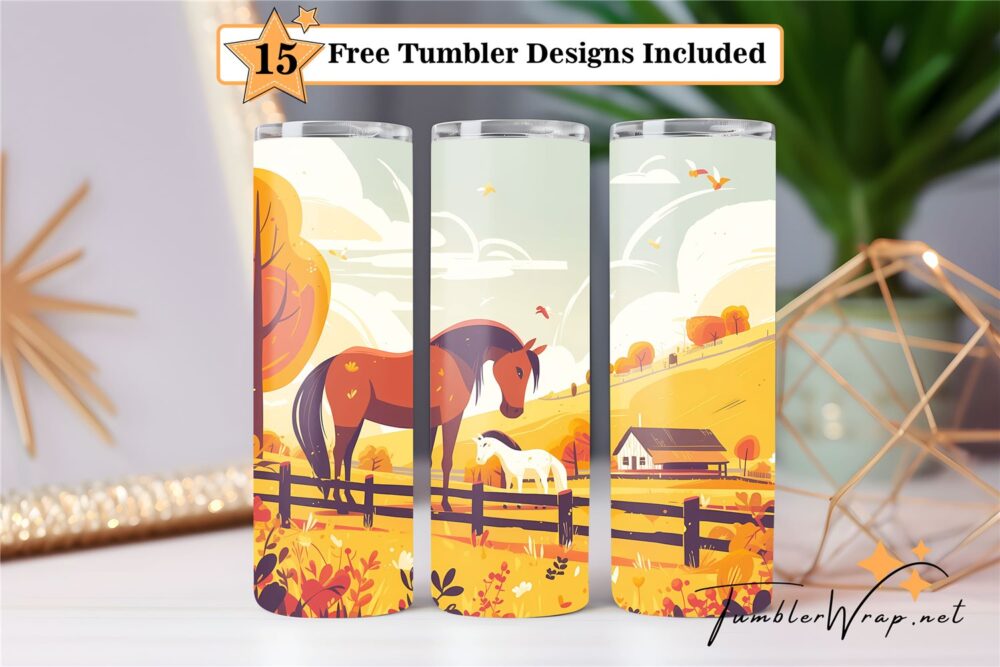 horse-stable-with-horses-20-oz-tumbler-wrap-sublimation-designs