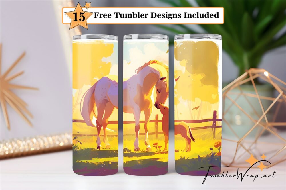 horse-mother-and-baby-horse-20-oz-tumbler-wrap-sublimation-designs