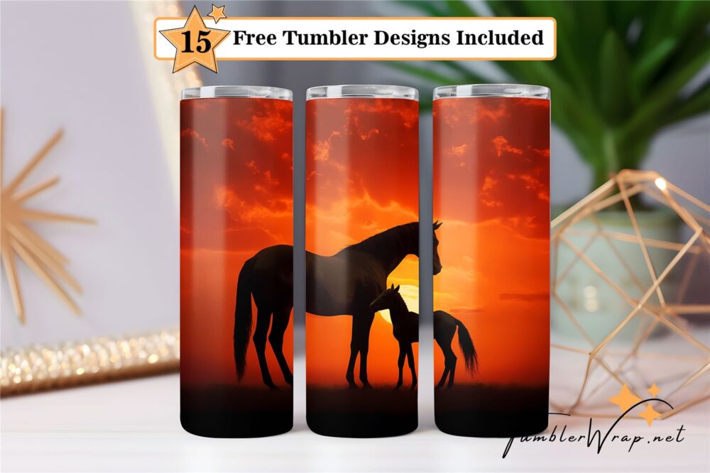 two-cute-horses-20-oz-tumbler-wrap-sublimation-designs