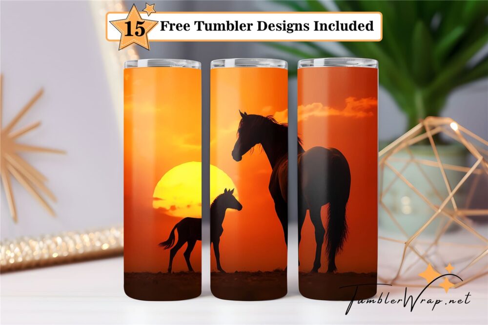 two-horses-under-the-sunset-20-oz-tumbler-wrap-sublimation-designs