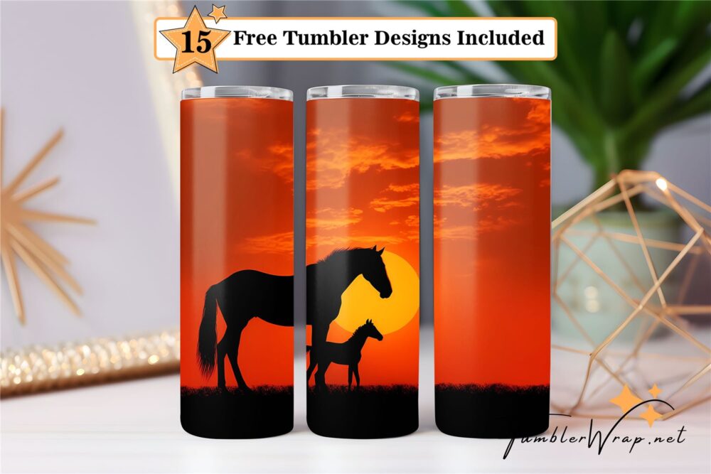 horse-at-sundown-20-oz-tumbler-wrap-sublimation-designs