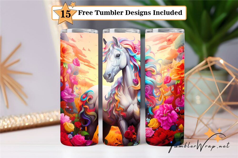 horse-with-mane-colorful-20-oz-tumbler-wrap-sublimation-designs