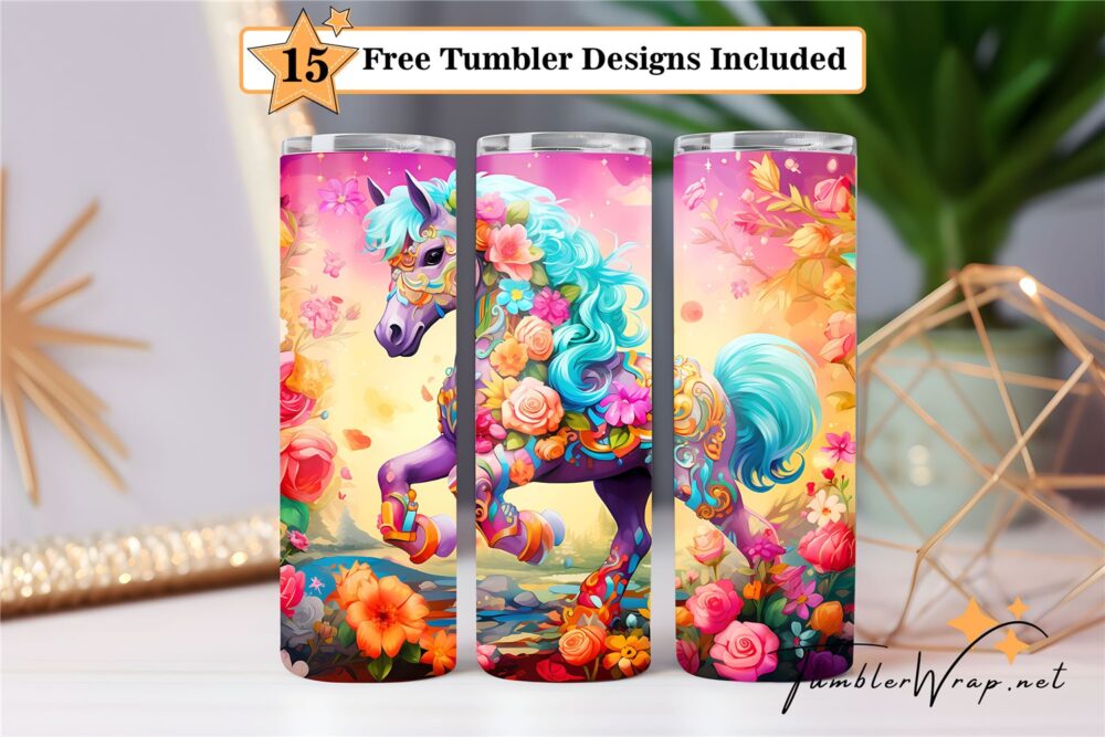 horse-with-blue-mane-and-blue-tail-20-oz-tumbler-wrap-sublimation-designs
