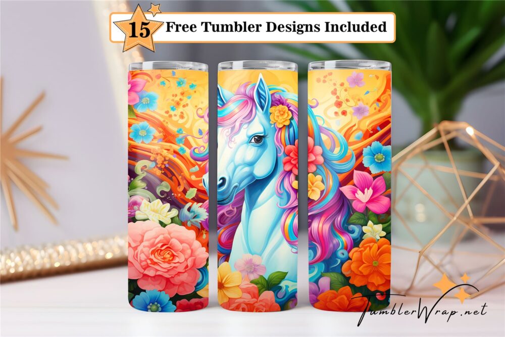 horse-with-flower-colorful-20-oz-tumbler-wrap-sublimation-designs