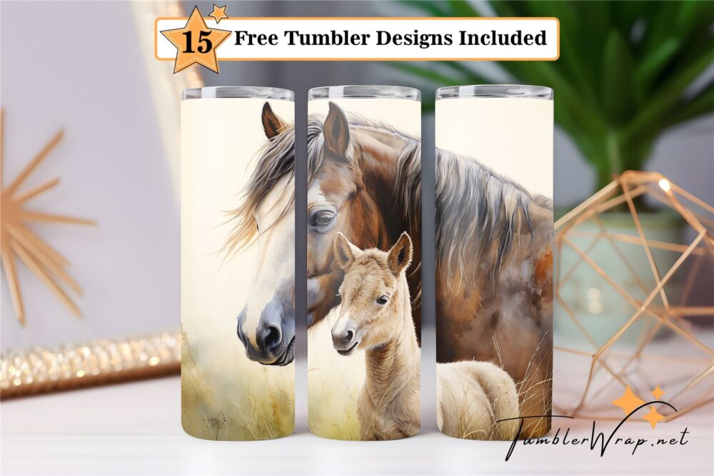 horse-and-a-foal-20-oz-tumbler-wrap-sublimation-designs