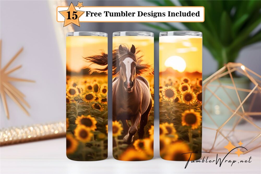 sunflowers-horse-20-oz-tumbler-wrap-sublimation-designs